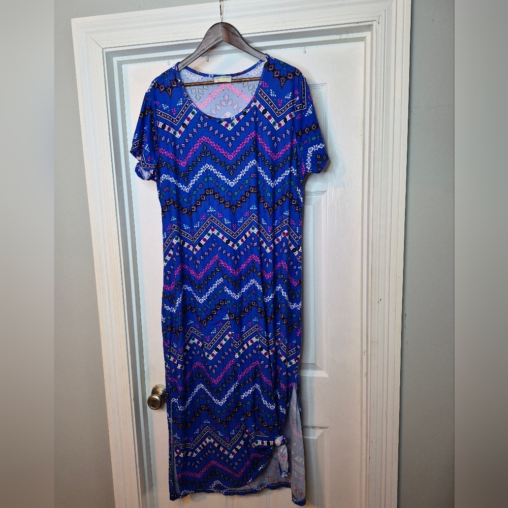 Bobbie Brooks Vibrant Geometric Maxi Dress Size 2x